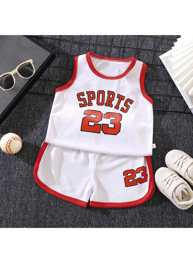 Baby Boys & Girls Summer Basketball Sports Suit Mesh Vest Quick-Drying Shorts Trendy Jersey