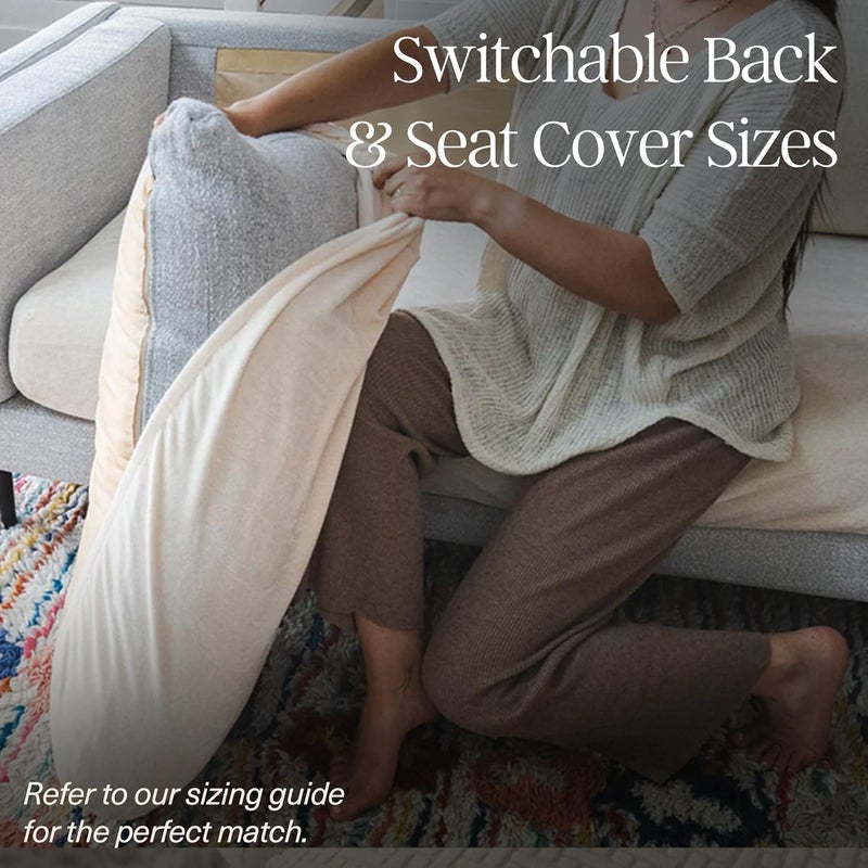Nolan Interior Miracle Sofa Cover - Plush Back Cushion Cover with Ultra-Soft, Stretchy, Thick Chenille Fabric - Pet Proof, Stain Safe, Easy Fit, Easy Wash - Small, Earl Grey - Image 4