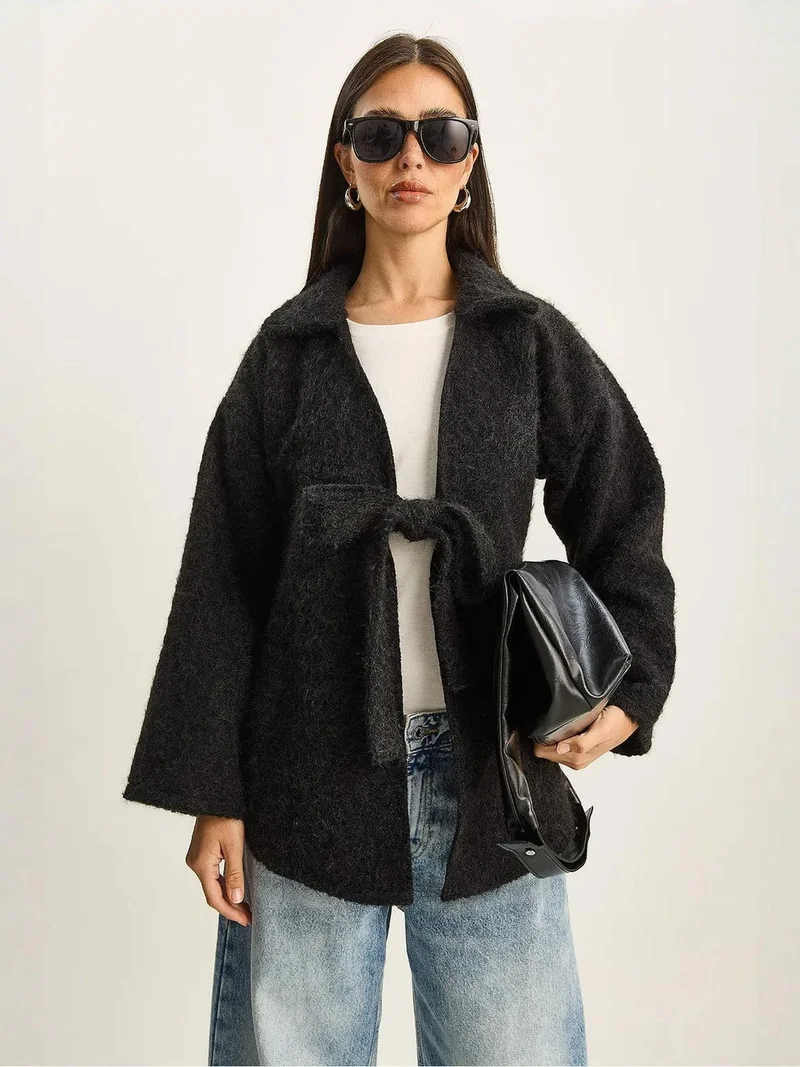 بيانكو لوتشي كارديجان فضفاض بياقة على شكل حرف  ورباط من لوكسي