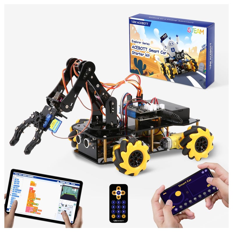 acebott روبوتات للأطفال من عمر 8 إلى 12 سنة مجموعة سيارة ذراع روبوت ذكي ACEBOTT مع 5DOF ألعاب STEM للأولاد من عمر 8 إلى 12 سنة تطبيق برمجة ArduinoPython ESP32 للتحكم عن بعد هدية STEM للمراهقين والبالغين - Image 3
