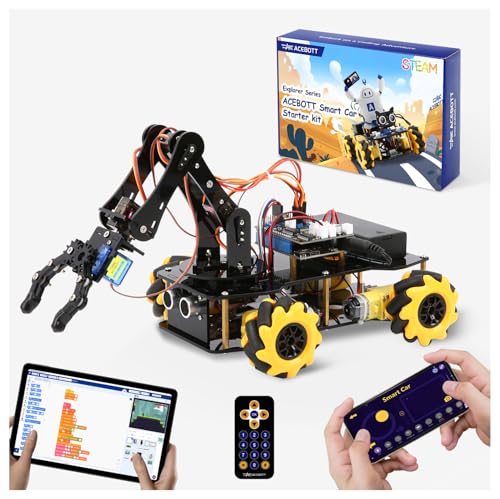 acebott روبوتات للأطفال من عمر 8 إلى 12 سنة مجموعة سيارة ذراع روبوت ذكي ACEBOTT مع 5DOF ألعاب STEM للأولاد من عمر 8 إلى 12 سنة تطبيق برمجة ArduinoPython ESP32 للتحكم عن بعد هدية STEM للمراهقين والبالغين - Image 1