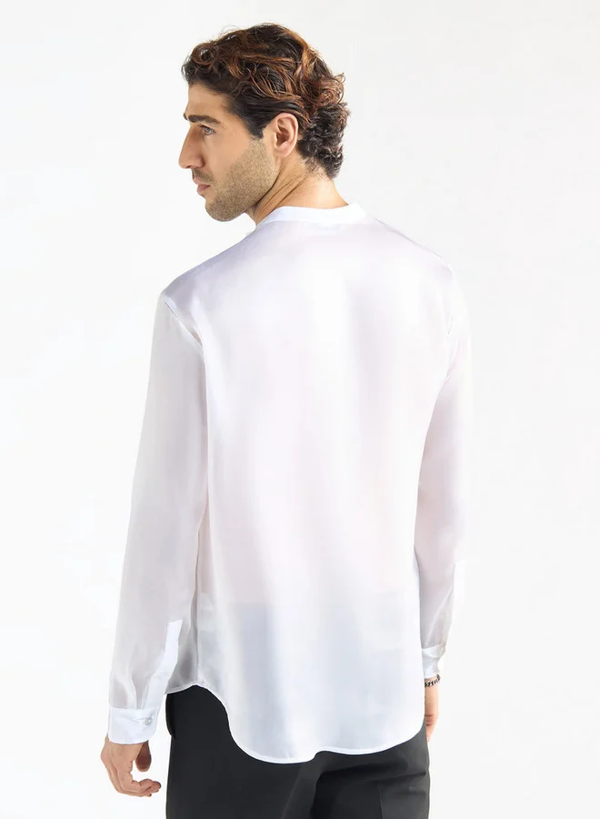 Splash FAV Regular Fit Mandarin Collar Shirt with Long Sleeves
