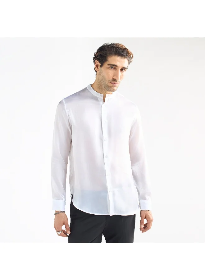 Splash FAV Regular Fit Mandarin Collar Shirt with Long Sleeves