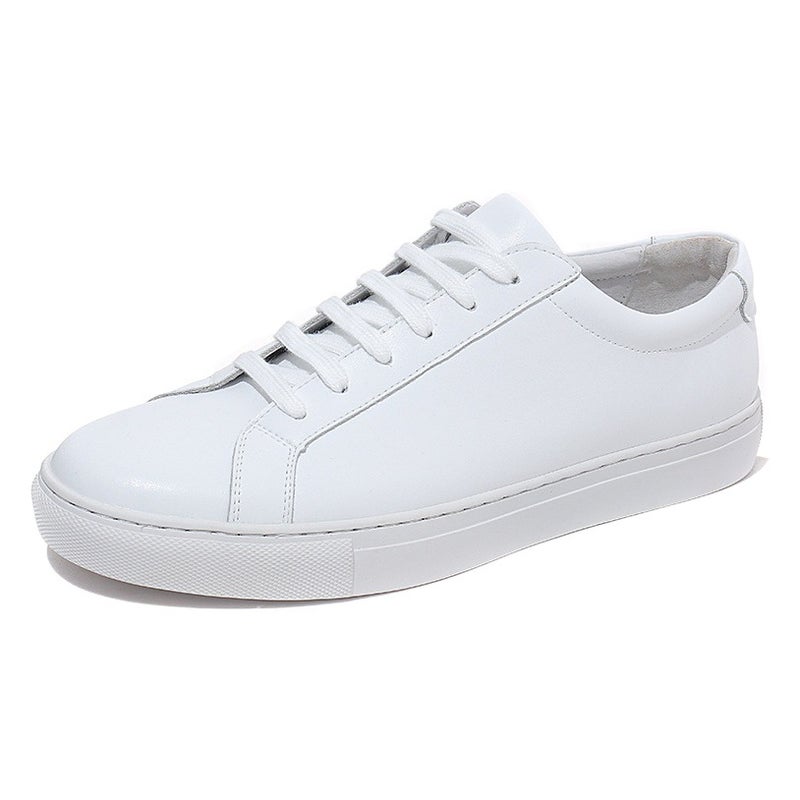 Spring New Men''s Shoes Genuine Leather White Shoes Men''s Korean Style Flat White Shoes Trendy All-match Suit Casual White Sneakers - Image 2