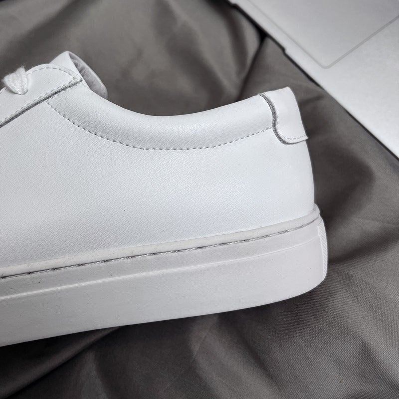 Spring New Men''s Shoes Genuine Leather White Shoes Men''s Korean Style Flat White Shoes Trendy All-match Suit Casual White Sneakers - Image 4