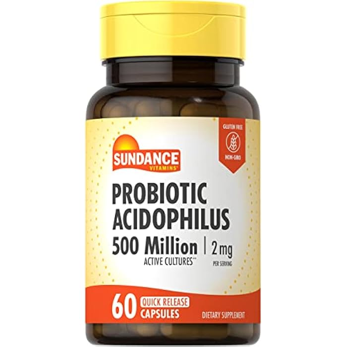 Sundance Probiotic Acidophilus | 500 Million Active Cultures | 60 Quick Release Capsules | Non-GMO, Gluten Free Supplement - Image 1