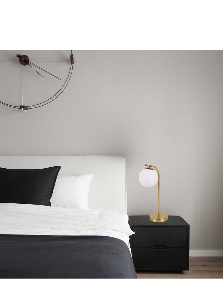 Modern Bedside Table Lamp,  Golden Glass Globe Desk Table Lamp , moon Shape Table Lamp Reading Lamp for Bedroom Office Hotel  (Gold) - Image 5