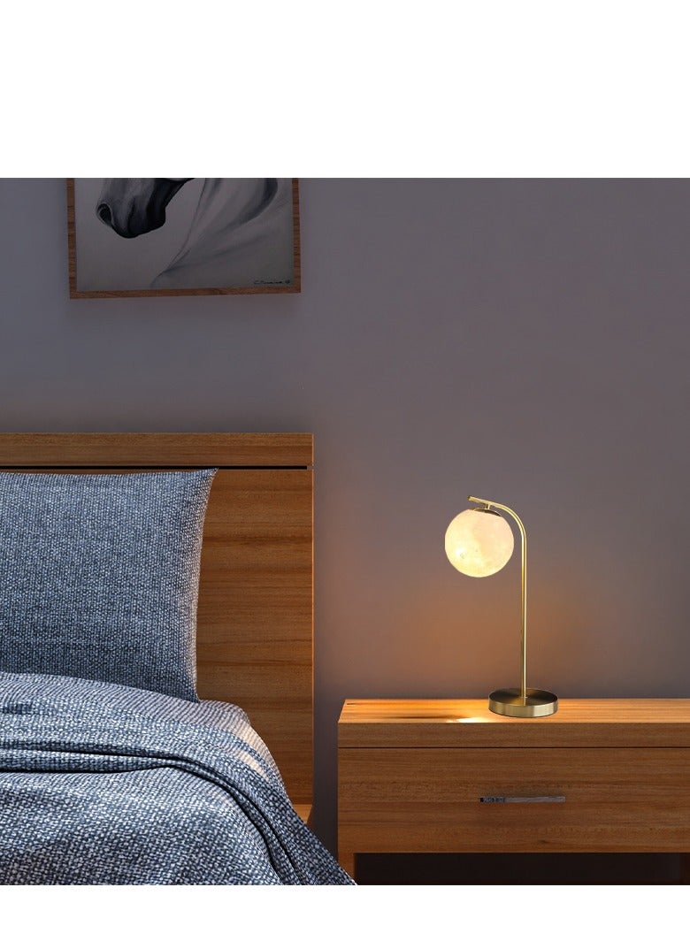 Modern Bedside Table Lamp,  Golden Glass Globe Desk Table Lamp , moon Shape Table Lamp Reading Lamp for Bedroom Office Hotel  (Gold) - Image 4