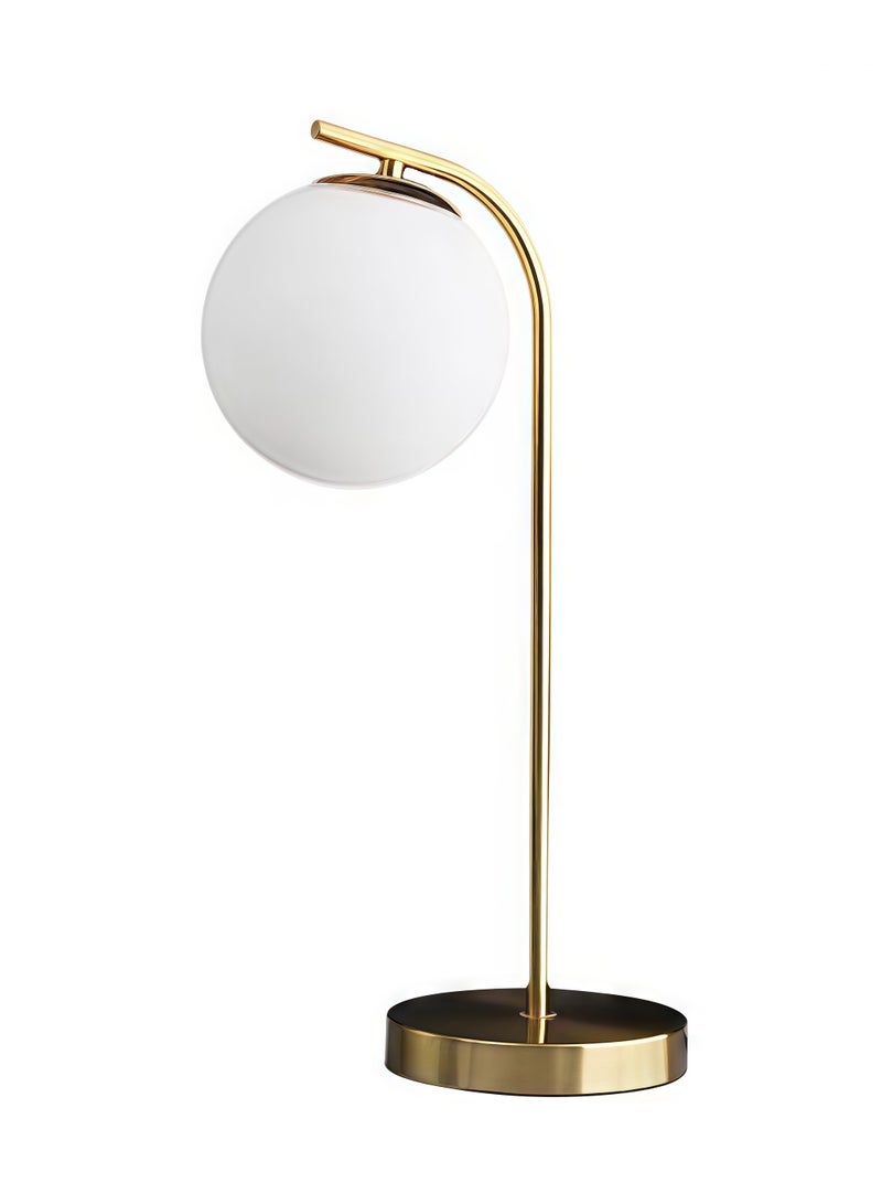 Modern Bedside Table Lamp,  Golden Glass Globe Desk Table Lamp , moon Shape Table Lamp Reading Lamp for Bedroom Office Hotel  (Gold) - Image 2