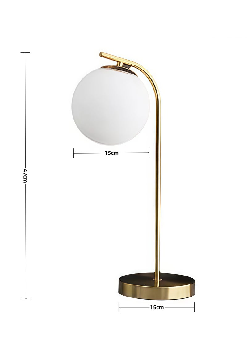Modern Bedside Table Lamp,  Golden Glass Globe Desk Table Lamp , moon Shape Table Lamp Reading Lamp for Bedroom Office Hotel  (Gold) - Image 3