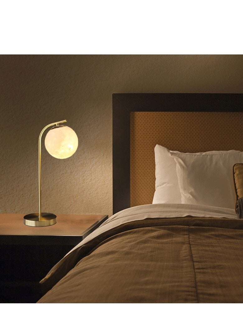 Modern Bedside Table Lamp,  Golden Glass Globe Desk Table Lamp , moon Shape Table Lamp Reading Lamp for Bedroom Office Hotel  (Gold) - Image 1