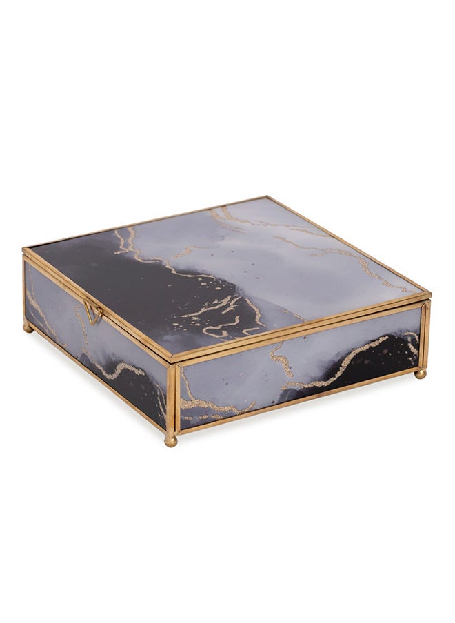 homes r us - Ira Jewellery Box, Black & Grey - 18x18 cm - Image 1