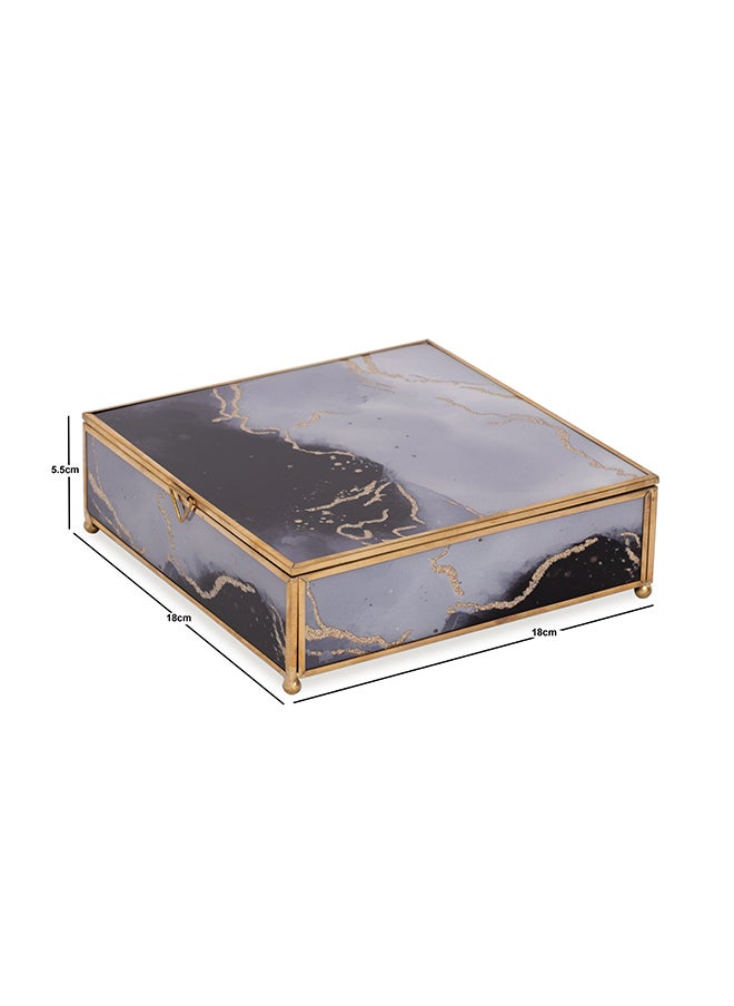 homes r us - Ira Jewellery Box, Black & Grey - 18x18 cm - Image 1