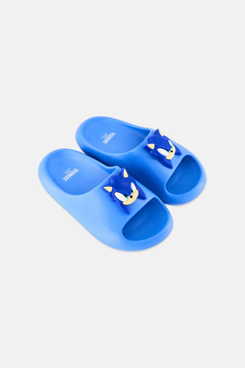 SONIC Kids Boy Sonic Slip On Slides, Blue - Image 4