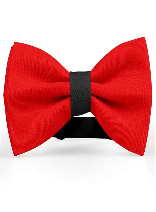 RR Design Dog Bow Tie - Red & Black, Satin & Cotton, Size Adjustable for Different Breeds,1 Count - Image 3