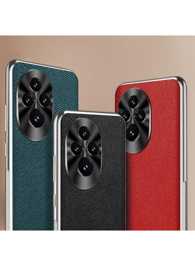 Zaboon Case For Honor 200 Silver Edge Cross Texture PU Leather Phone Case - Image 2