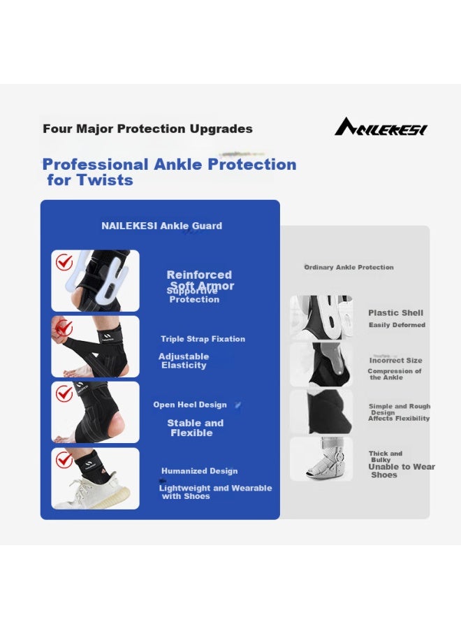Nailekesi N دعامة طبية للكاحل دعم التواء الكاحل جبيرة تثبيت مفصل الكاحل إصابة الرباط تثبيت التواء الكاحل بعد الإصابة - Image 4