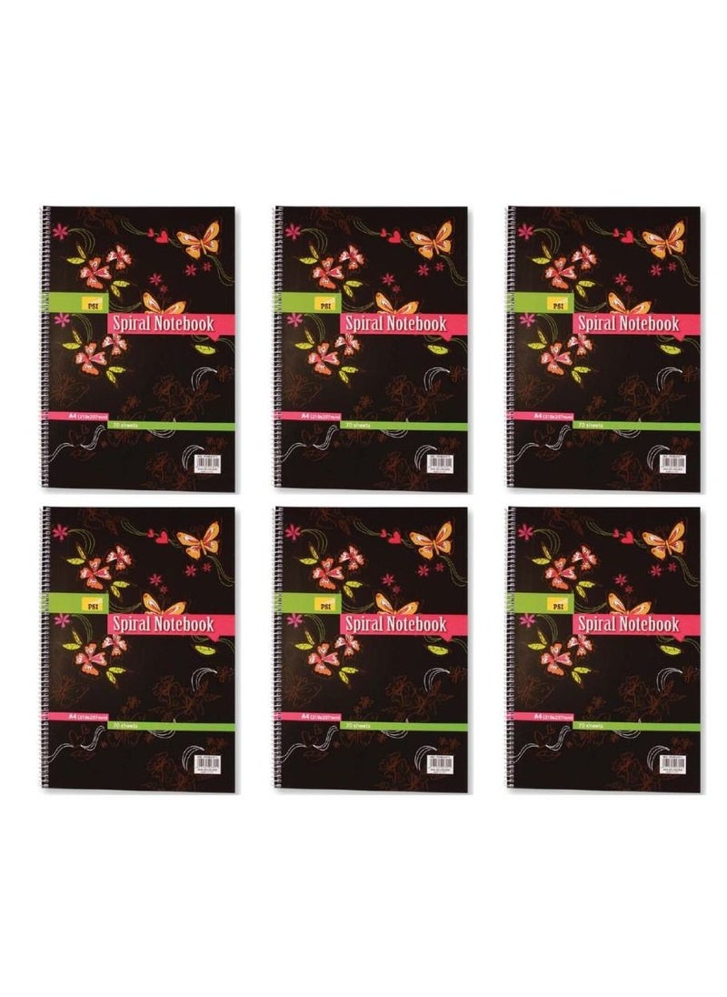 Psi - 6-Piece A4 Size Soft Cover Spiral Notebook 70 Sheets - Image 1