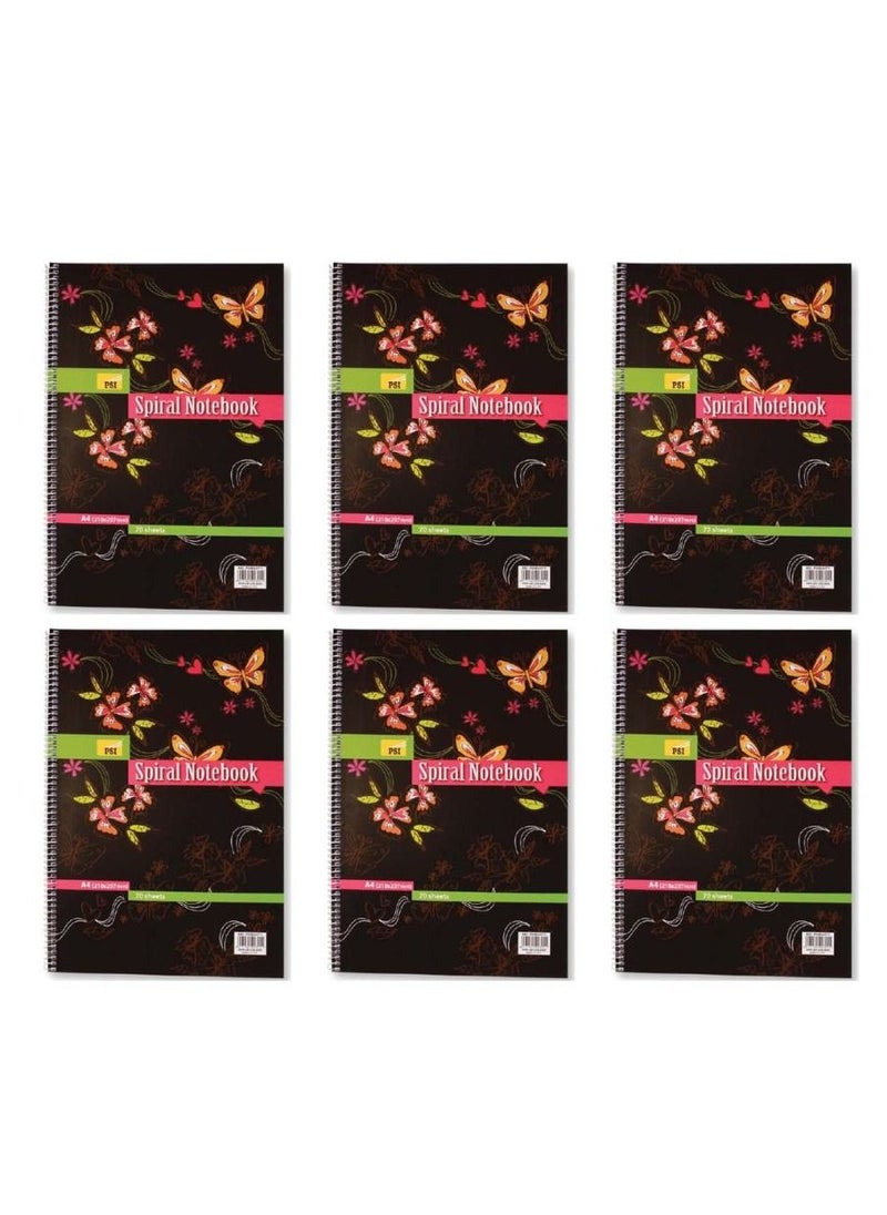Psi - 6-Piece A4 Size Soft Cover Spiral Notebook 70 Sheets - Image 1