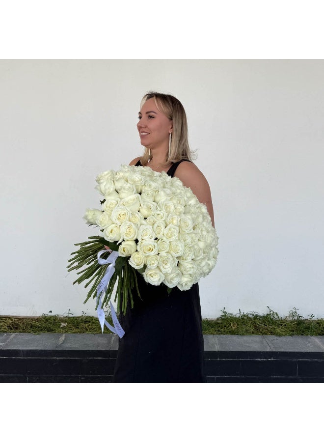 Generic 101 White Roses Fresh Flowers 