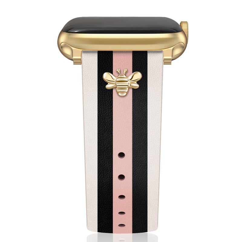 MOINSPIRE Designer Leather Bands with Charms Compatible with Apple Watch 38mm 40mm 41mm 42mm(S11/10) Women Men Genuine Leather Strap Elegant Wristbands for iWatch Series 11/10/9/8/7/6/5/3/2/1/SE/Ultra - Image 1
