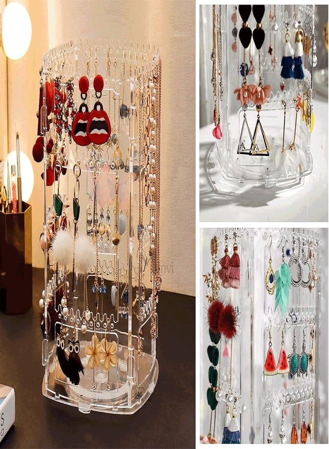 MANVI Acrylic Earring Holder Organizer, Jewellery Storage Display Tower Rack, Earring Stand Display Organizer for Home, Storage Necklaces Rings Earrings, Women Girls Using - Image 5