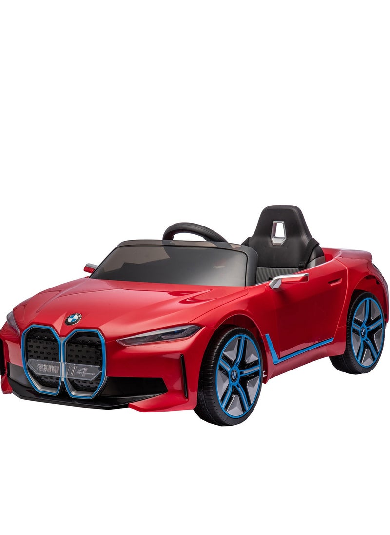 فاكتيوال تويز لعبة سيارة ركوب كهربائية للأطفال BMW I4 مرخصة رسميًا مع جهاز تحكم عن بعد، أفضل هدية للأطفال - باللون الأحمر  - Image 1