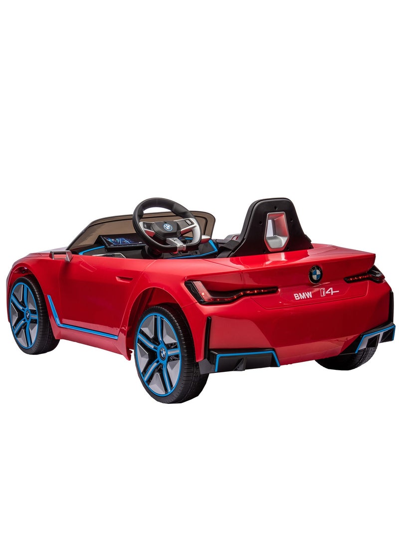 فاكتيوال تويز لعبة سيارة ركوب كهربائية للأطفال BMW I4 مرخصة رسميًا مع جهاز تحكم عن بعد، أفضل هدية للأطفال - باللون الأحمر  - Image 2