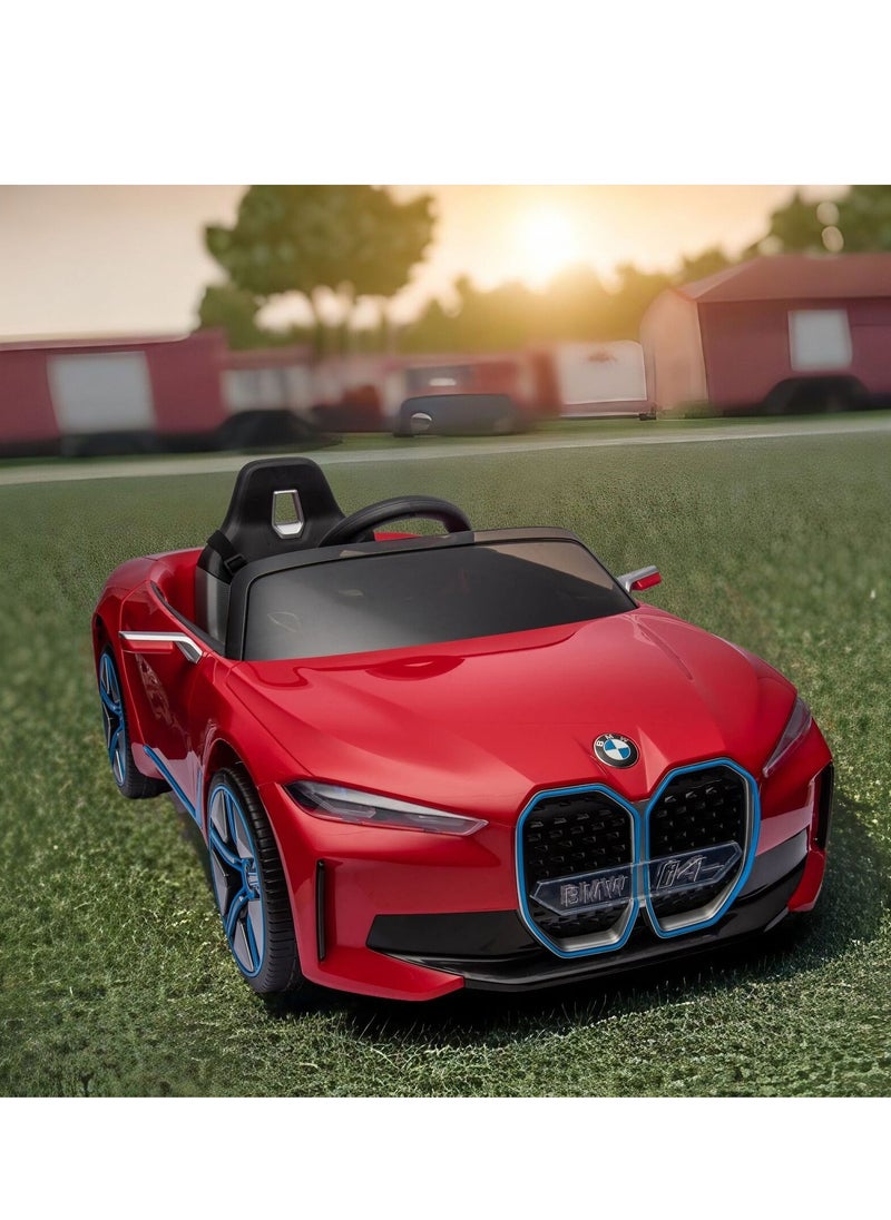 فاكتيوال تويز لعبة سيارة ركوب كهربائية للأطفال BMW I4 مرخصة رسميًا مع جهاز تحكم عن بعد، أفضل هدية للأطفال - باللون الأحمر  - Image 3