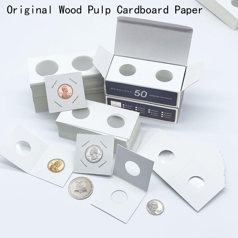 Xxmbbjy 600 Pcs Coin Flips 6 Assorted Sizes 2" x 2" Cardboard Coin Holders Mylar Coin Flips for Colletors Coin Collection Supplies for Dime, Dollars, Penny, Quarter, Nickels Collecting - Image 4