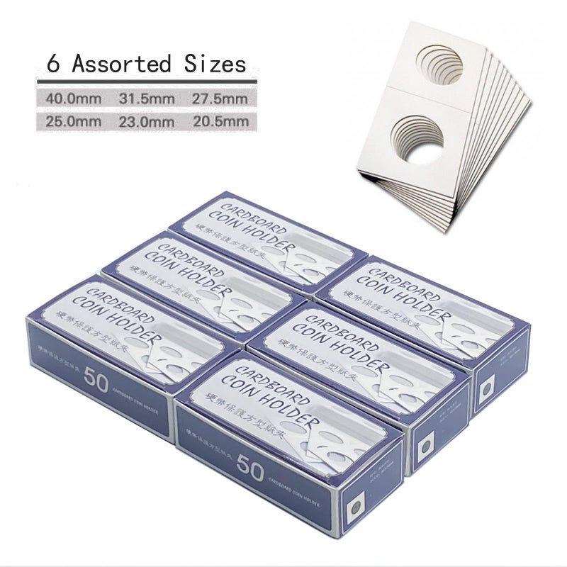 Xxmbbjy 600 Pcs Coin Flips 6 Assorted Sizes 2" x 2" Cardboard Coin Holders Mylar Coin Flips for Colletors Coin Collection Supplies for Dime, Dollars, Penny, Quarter, Nickels Collecting - Image 3