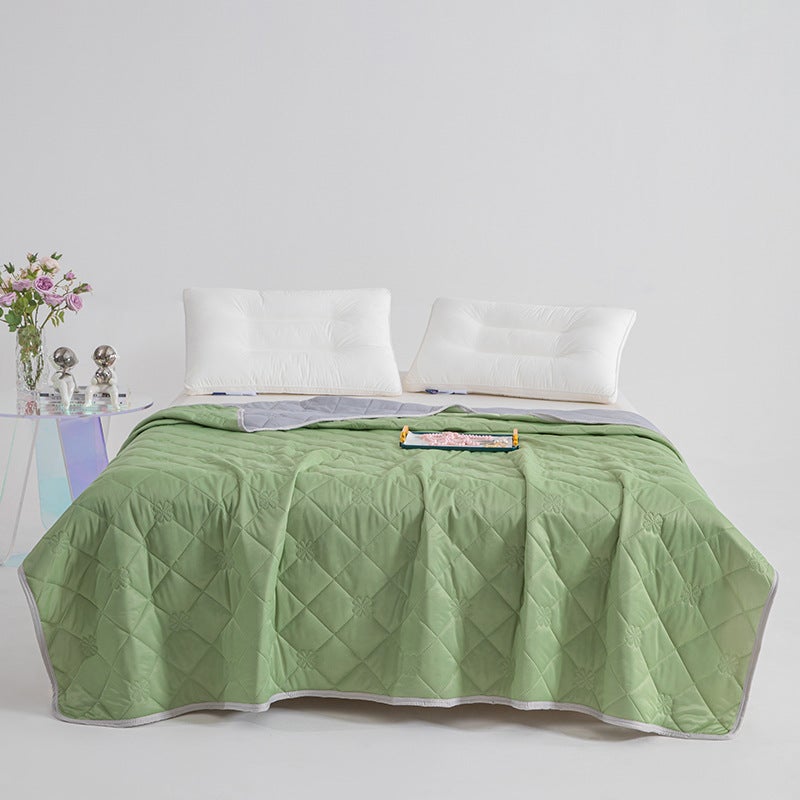 Washed Cotton Air-Conditioning Quilt Summer Cool Quilt Double Summer Quilt Summer Thin Quilt Single Core Machine Washable Summer Solid Color - Image 1