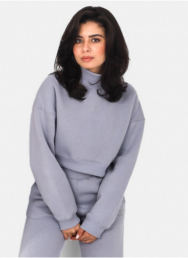 SHECHICK High collar Grey Chic Crop Top  - Image 1