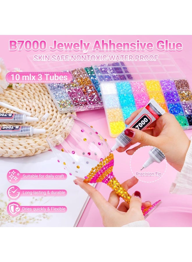 ATRJSZ 48000Pcs Resin Jelly Rhinestones Flatback 3mm,Multicolor Bedazzling Gems for Nail Art, Diamond Painting,Abaya,PhoneCase,Decoration Bedazzler Kit with 3x10ml Glue - Image 4