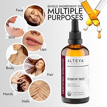 Alteya Organic Rosehip Oil 100ml 100 USDA Certified Organic Pure Natural ColdPressed Rosehip Seed Carrier Oil Moisturizing Nourishing Premium Therapeutic Grade Skin Treatment - Image 3