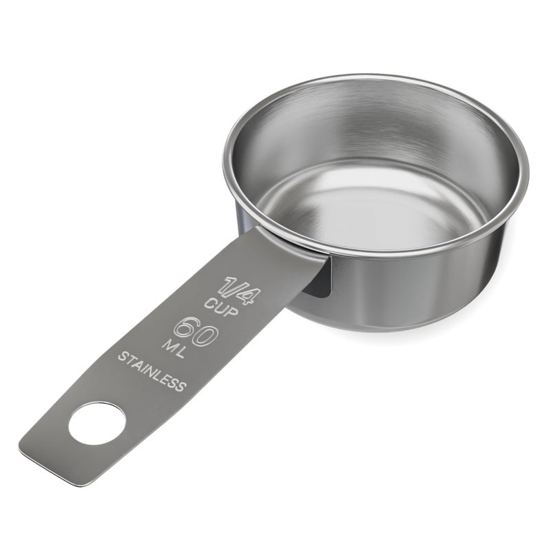 Knupp Co. 1/4 Cup Stainless Steel Measuring Cup | Sturdy Metal 60 ml | 60 cc | 2 oz | Single Cup for Wet and Dry Ingredients | Great for use as 1/4 Cup Dog Food Scoop - 1 PK - Image 1