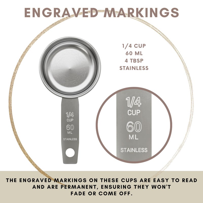 Knupp Co. 1/4 Cup Stainless Steel Measuring Cup | Sturdy Metal 60 ml | 60 cc | 2 oz | Single Cup for Wet and Dry Ingredients | Great for use as 1/4 Cup Dog Food Scoop - 1 PK - Image 5