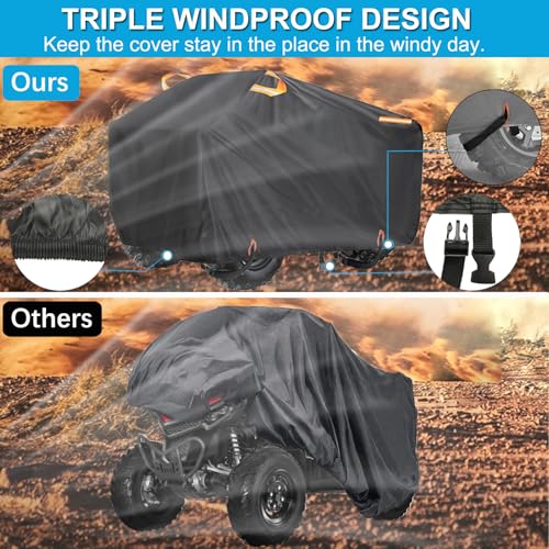 INEZARI ATV Cover Waterproof Outdoor Heavy Duty, 300D Oxford 4 Wheeler Cover for Yamaha Grizzly Raptor 350 700R YFZ 450R Polaris Sportsman 450 500, Quad Cover with Lock Buckles All Weather Protection - Image 5