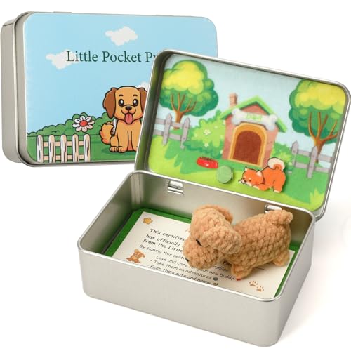 JULEASEL Little Pocket Puppy Cute Dog in Tin Box DIY Pet Pup Adoption Travel Buddy for Dog Lovers Friends Xmas Gifts - Image 1