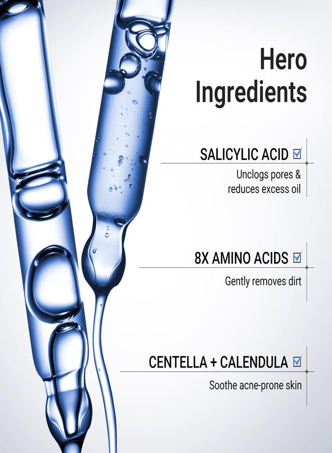 دكتور ليو غسول الوجه الرغوي بحمض الساليسيليك من دكتور ليو، مناسب للبشرة الدهنية والمختلطة والمعرضة لحب الشباب | 8 أحماض أمينية، لطيف وغير مهيج، تنظيف عميق ثلاثي المفعول بجل الكريستال، يتحكم في إفراز الزيوت، يمنع ظهور البثور، 2.7 أونصة - Image 4