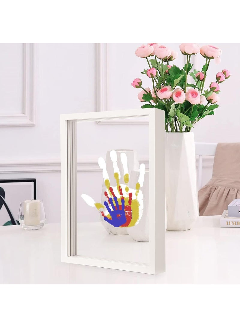 Hihonor Family Handprint Kit, DIY Craft Keepsake Wooden Frame, Endless Gift Set, Non-Toxic Paints, Transparent Sheets (White) - Image 3