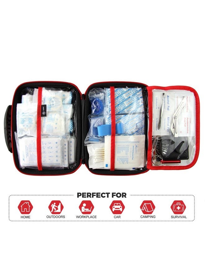 SHBC Compact First Aid Kit (228pcs) Designed for Family Emergency Care. Waterproof EVA Case and Bag is Ideal for The Car, Home, Boat, School, Camping, Hiking, Office, Sports. Protect Your Loved Ones. Red  - Image 3