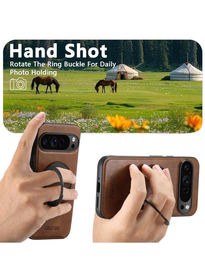 Suteni Case For Google Pixel 6 Pro G3 G3 Oil Wax 360 Rotation Holder MagSafe Back Phone Case - Image 5