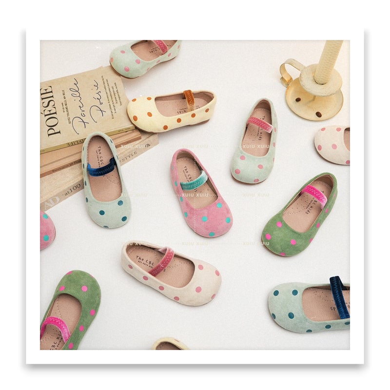 Girls Retro Ballerina Flats with Round Toe and Hook-and-Loop Closure - Image 2