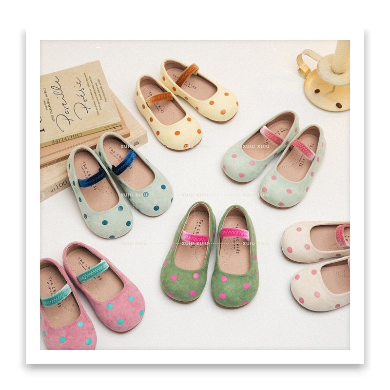 Girls Retro Ballerina Flats with Round Toe and Hook-and-Loop Closure - Image 1