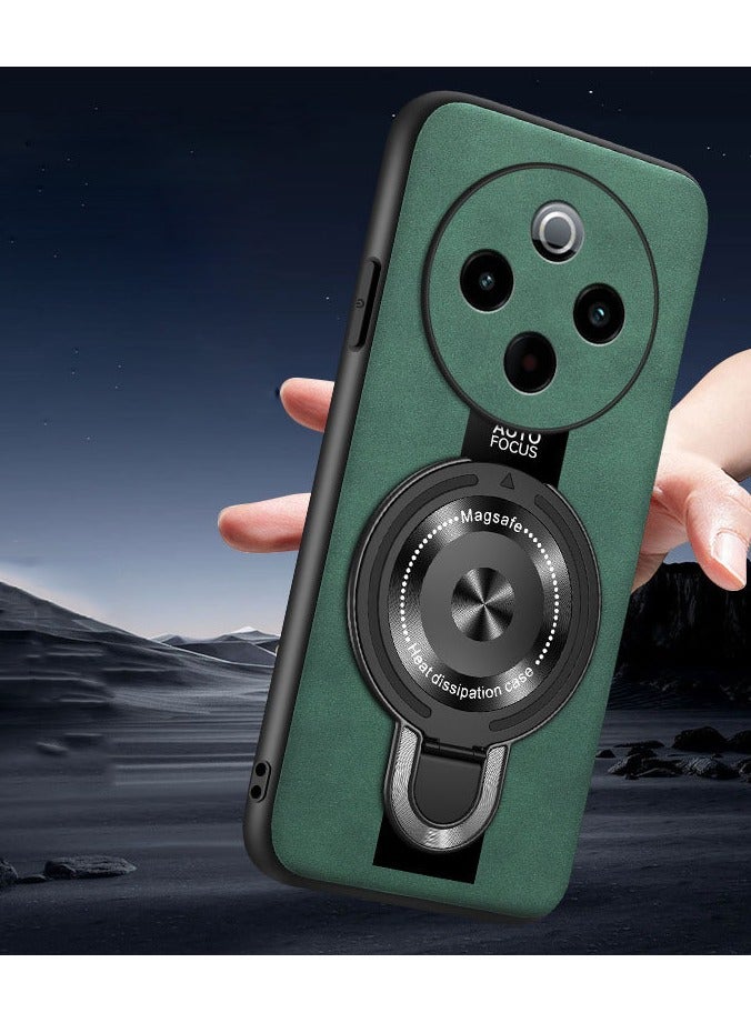 general Leather Case for Vivo Y300 Pro, Invisible Ring Holder, Matte Fingerprint Proof Case, All-Inclusive Lens Protective Case - Image 1