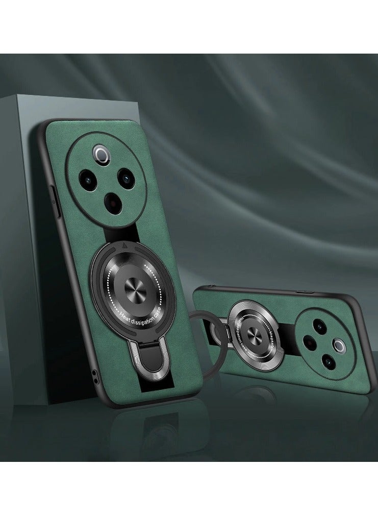 general Leather Case for Vivo Y300 Pro, Invisible Ring Holder, Matte Fingerprint Proof Case, All-Inclusive Lens Protective Case - Image 2