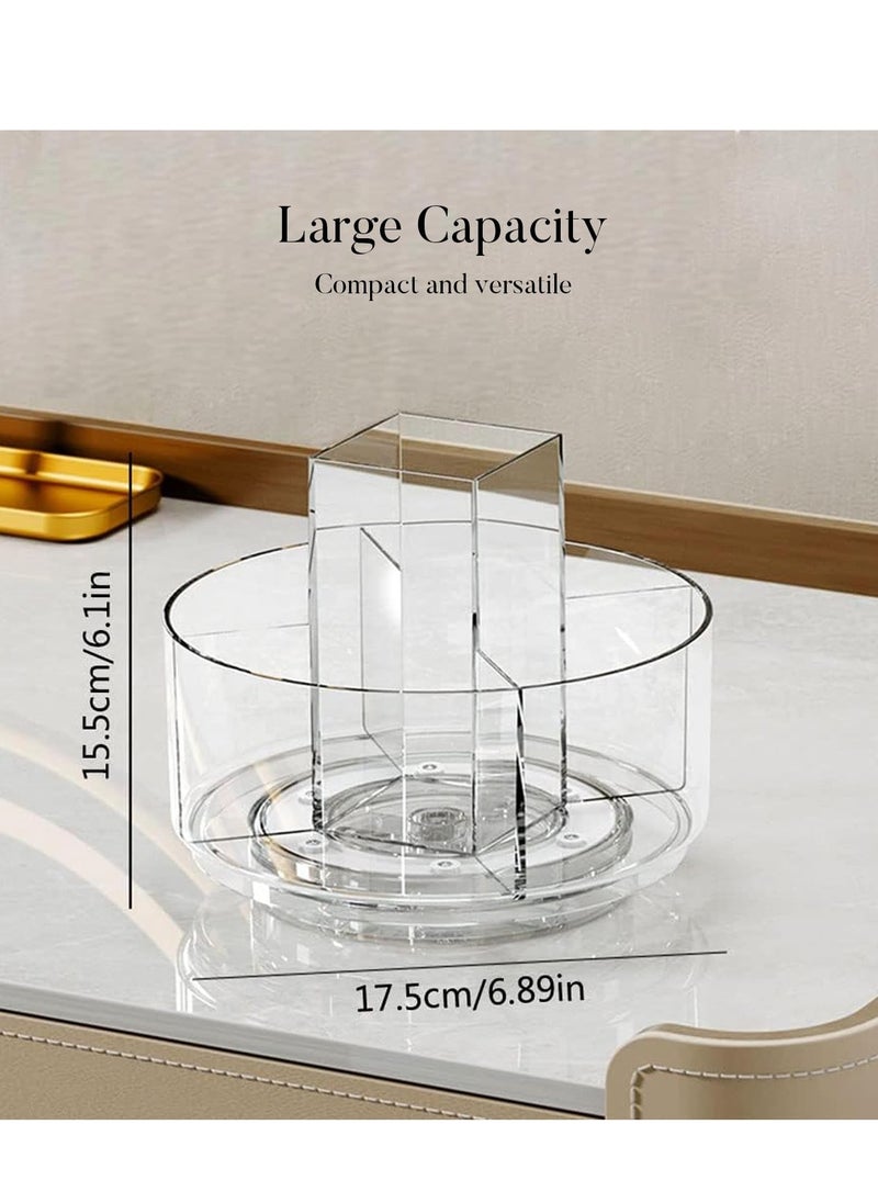 Excefore - Rotating Makeup Organizer for Vanity, Clear Cosmetic Display Case with Makeup Brush Holder, Lipstick Organizer, Perfume Organizer, Skincare Organizer, and Vanity Desk Storage - Image 1