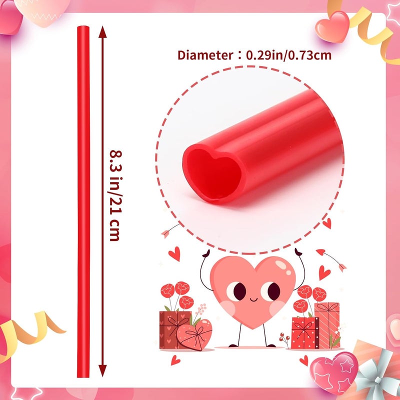JANYUN JANYUN 30 Pcs Red Heart Shaped Straws Reusable Valentines Plastic Drinking Straw for Valentines Day Party Favors Birthday Bridal Shower Wedding Supplies - Image 2