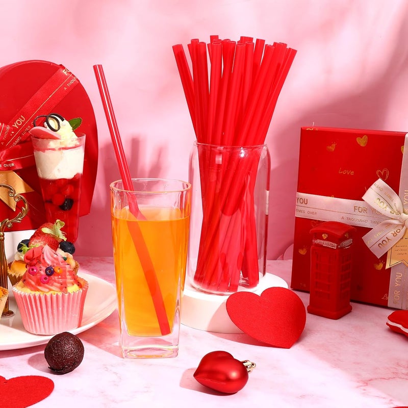 JANYUN JANYUN 30 Pcs Red Heart Shaped Straws Reusable Valentines Plastic Drinking Straw for Valentines Day Party Favors Birthday Bridal Shower Wedding Supplies - Image 4